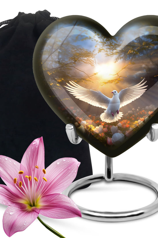 Floral Dove Memorial Urn For Ashes - Elegant Funeral Urn For Adult Ashes