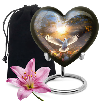 Floral Dove Memorial Urn For Ashes - Elegant Funeral Urn For Adult Ashes