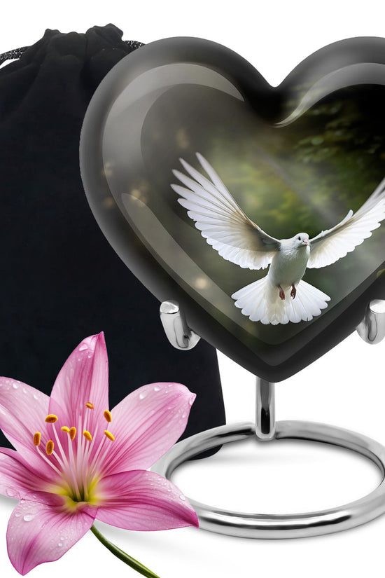 Flying Dove Theme Funeral Urn - Aluminium Large Urn For Male