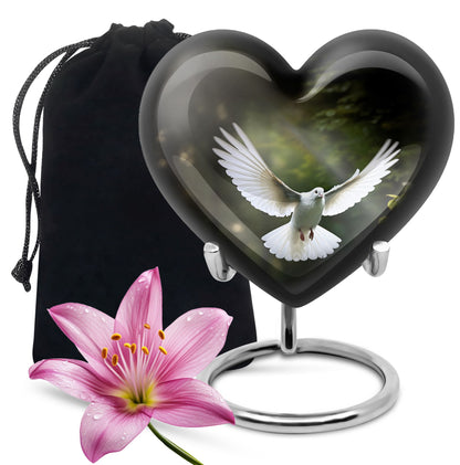 Flying Dove Theme Funeral Urn - Aluminium Large Urn For Male