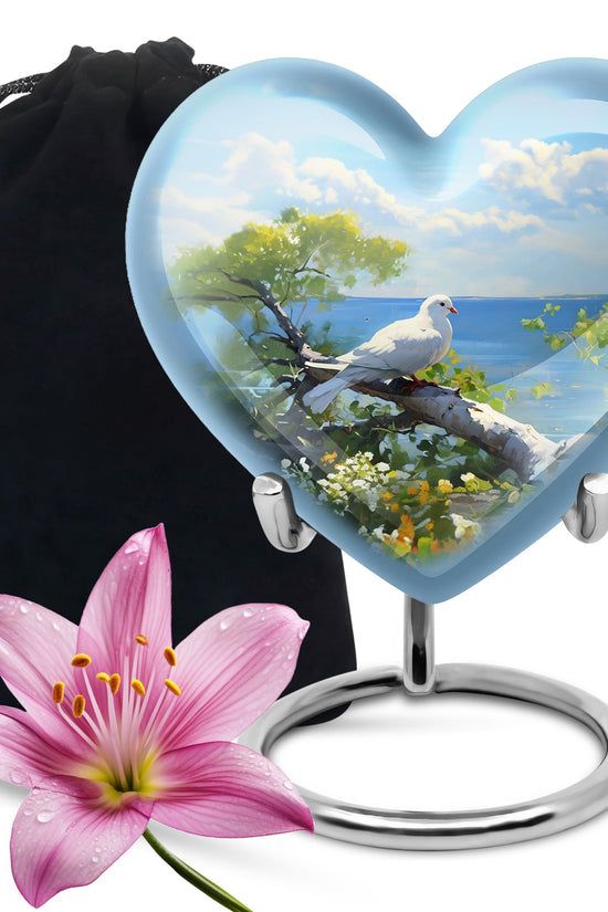 Artistic Theme Memorial Urn - Dove Bird Memorial Urn For Adult Ashes