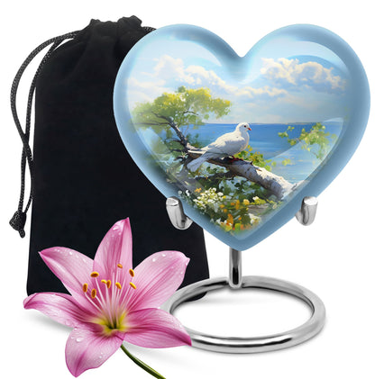 Artistic Theme Memorial Urn - Dove Bird Memorial Urn For Adult Ashes
