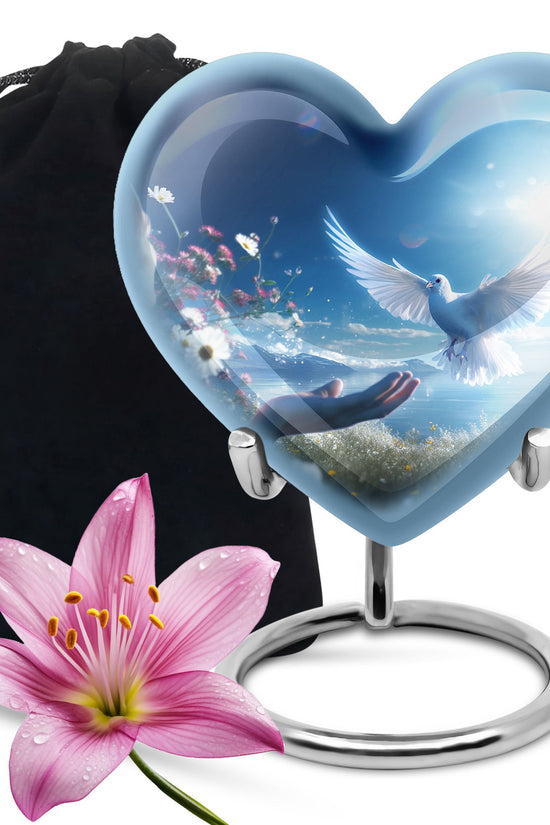 Spiritual White Dove Cremation Urn - Scenic Nature Memorial Urn For Burial