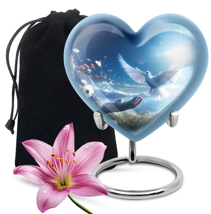 Spiritual White Dove Cremation Urn - Scenic Nature Memorial Urn For Burial