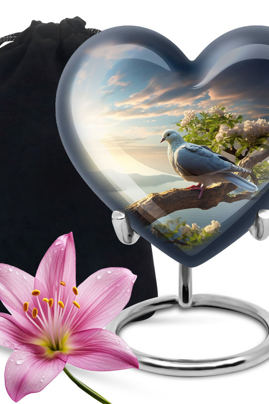 Dove Theme Funeral Urn - Aluminum Urn For Loved Ones
