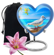 Dove Large Cremation Urn - Blue Aluminum Funeral Urn For Ashes