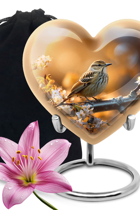 Sparrow Bird Theme Funeral Urn - Aluminium Funeral Urn For Loved Ones