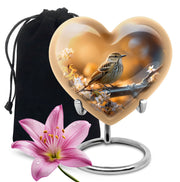 Sparrow Bird Theme Funeral Urn - Aluminium Funeral Urn For Loved Ones
