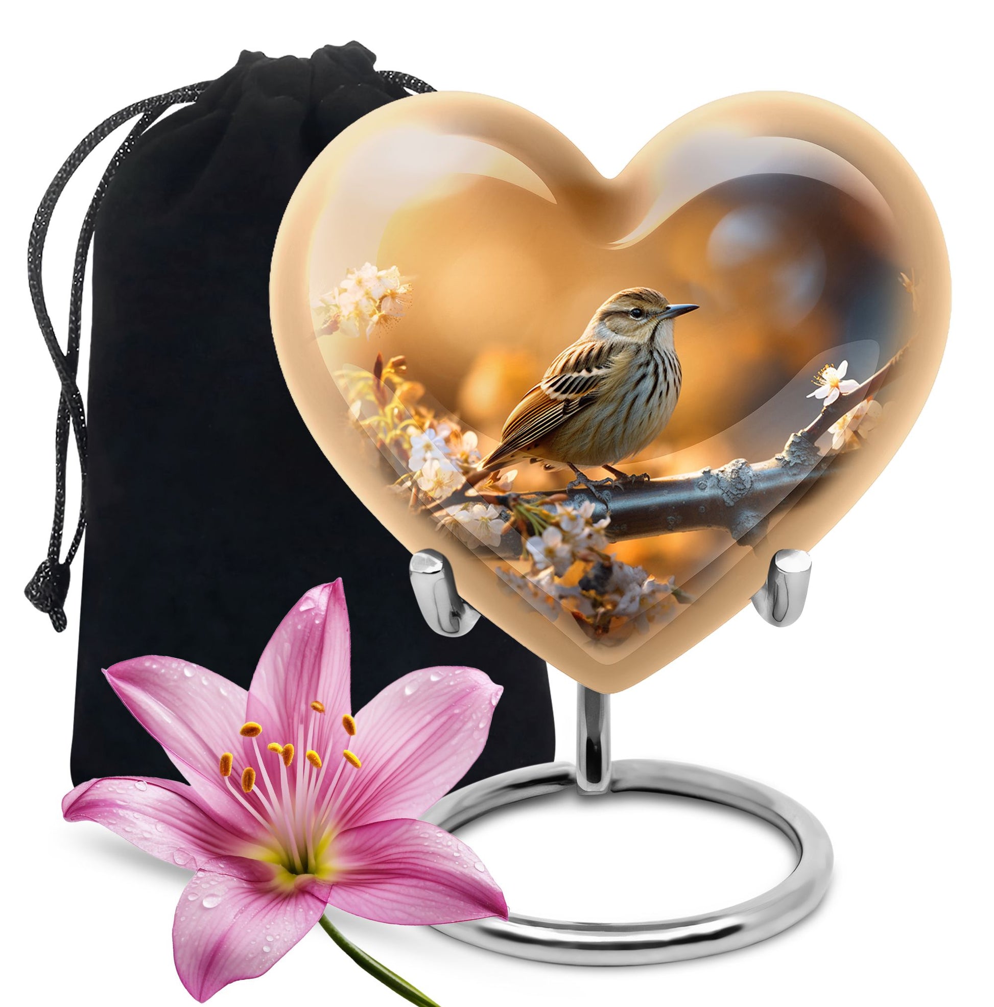 Sparrow Bird Theme Funeral Urn - Aluminium Funeral Urn For Loved Ones