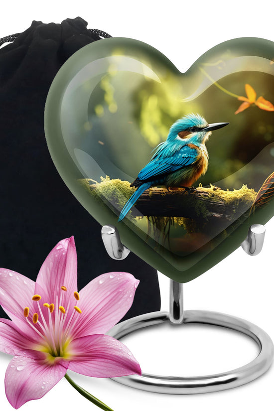Peaceful Blue Bird Funeral Urn - Sparrow Memorial Urn For Loved Ones