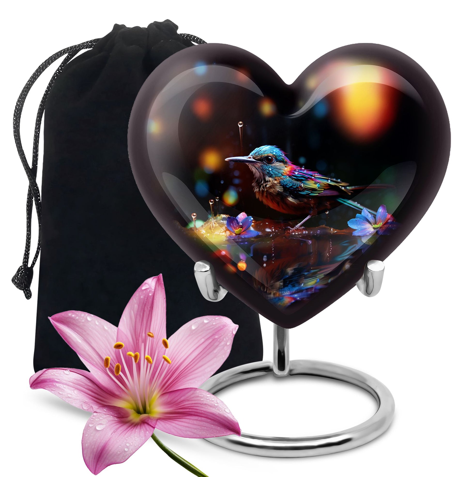 Colorful Sparrow Cremation Urn - Artistic Memorial Urn For Adult Ashes