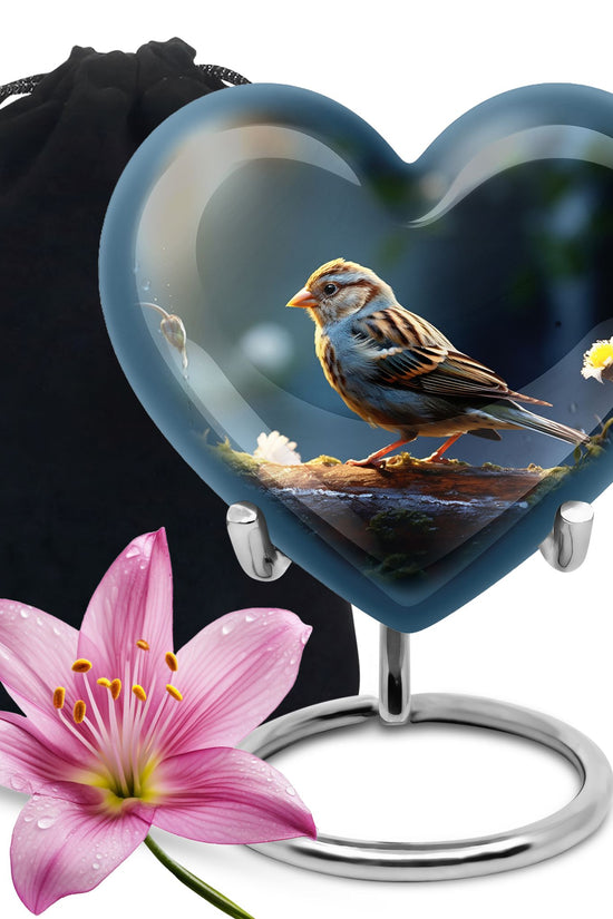 Rustic Sparrow Bird Funeral Urn For Ashes – Memorial Cremation Urn