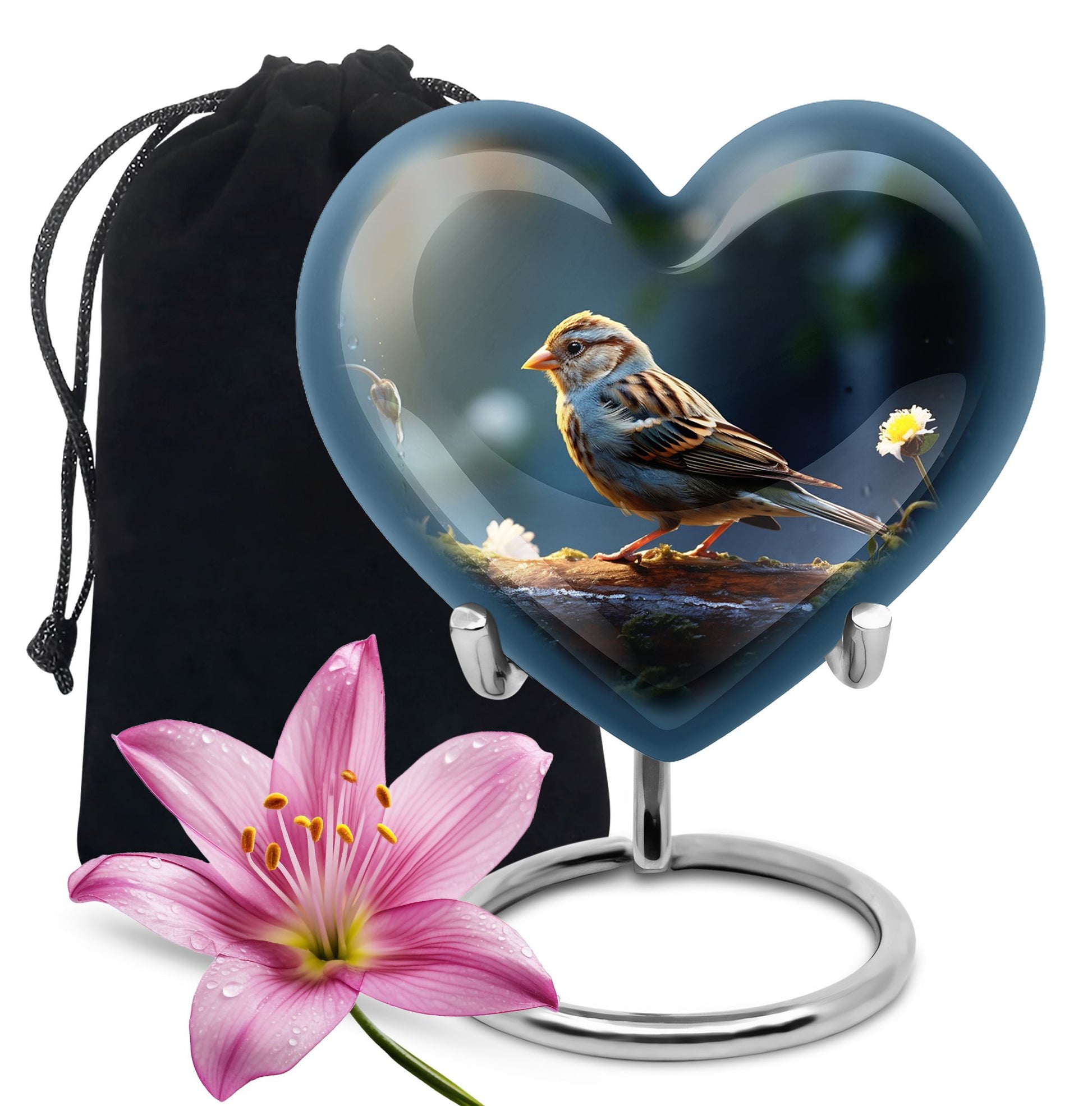 Rustic Sparrow Bird Funeral Urn For Ashes – Memorial Cremation Urn