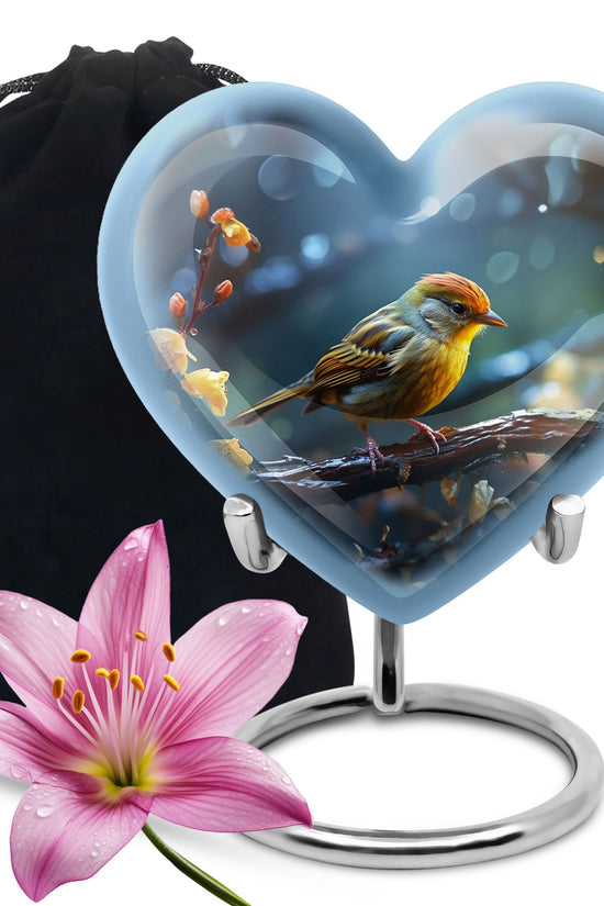 Elegant Sparrow Bird Memorial Urn - Aluminium Ashes Urn For Adults Ashes
