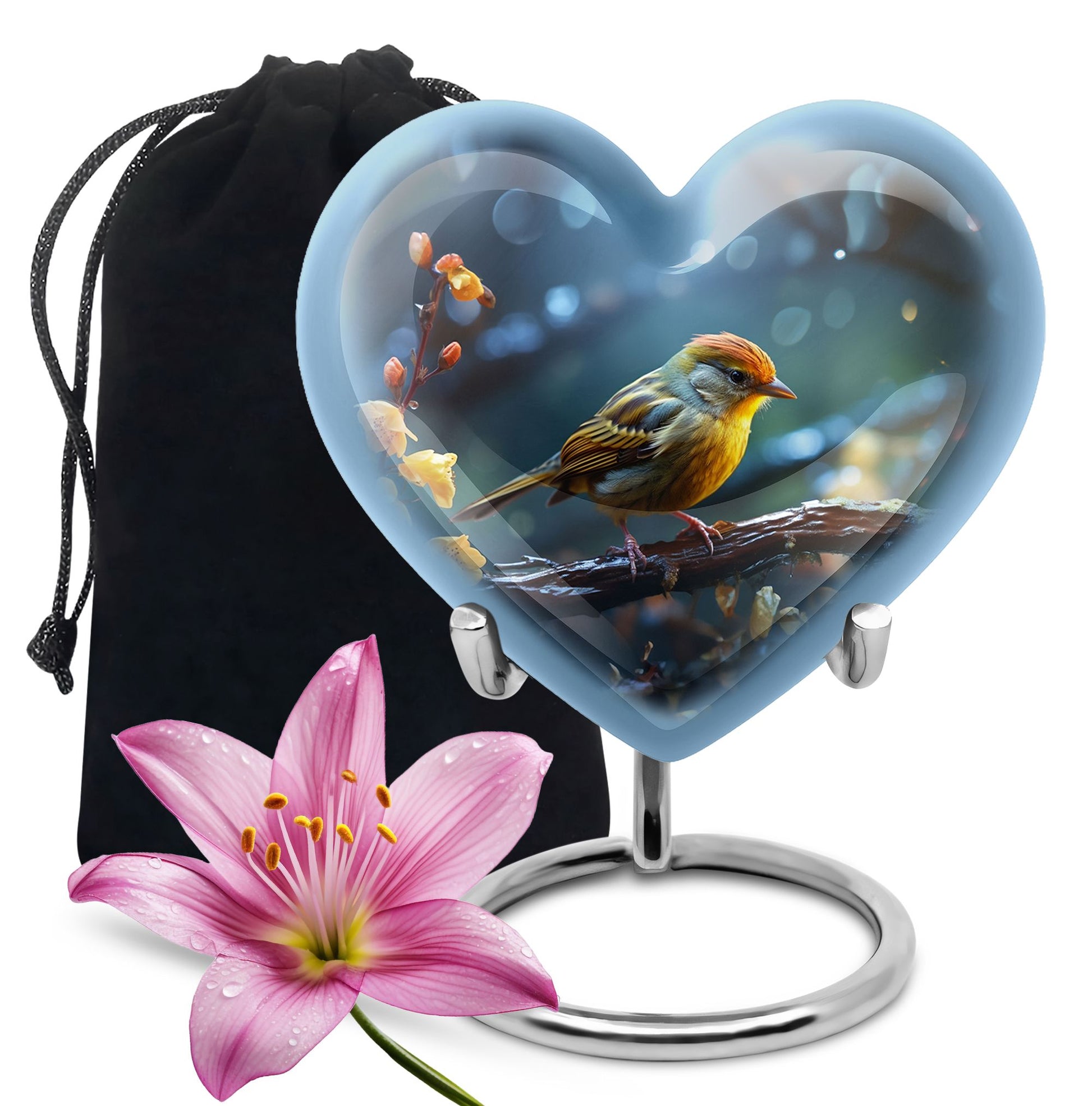 Elegant Sparrow Bird Memorial Urn - Aluminium Ashes Urn For Adults Ashes