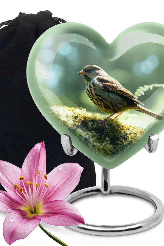 Forest Sparrow Funeral Urn - Aluminium Memorial Urn For Adult Ashes