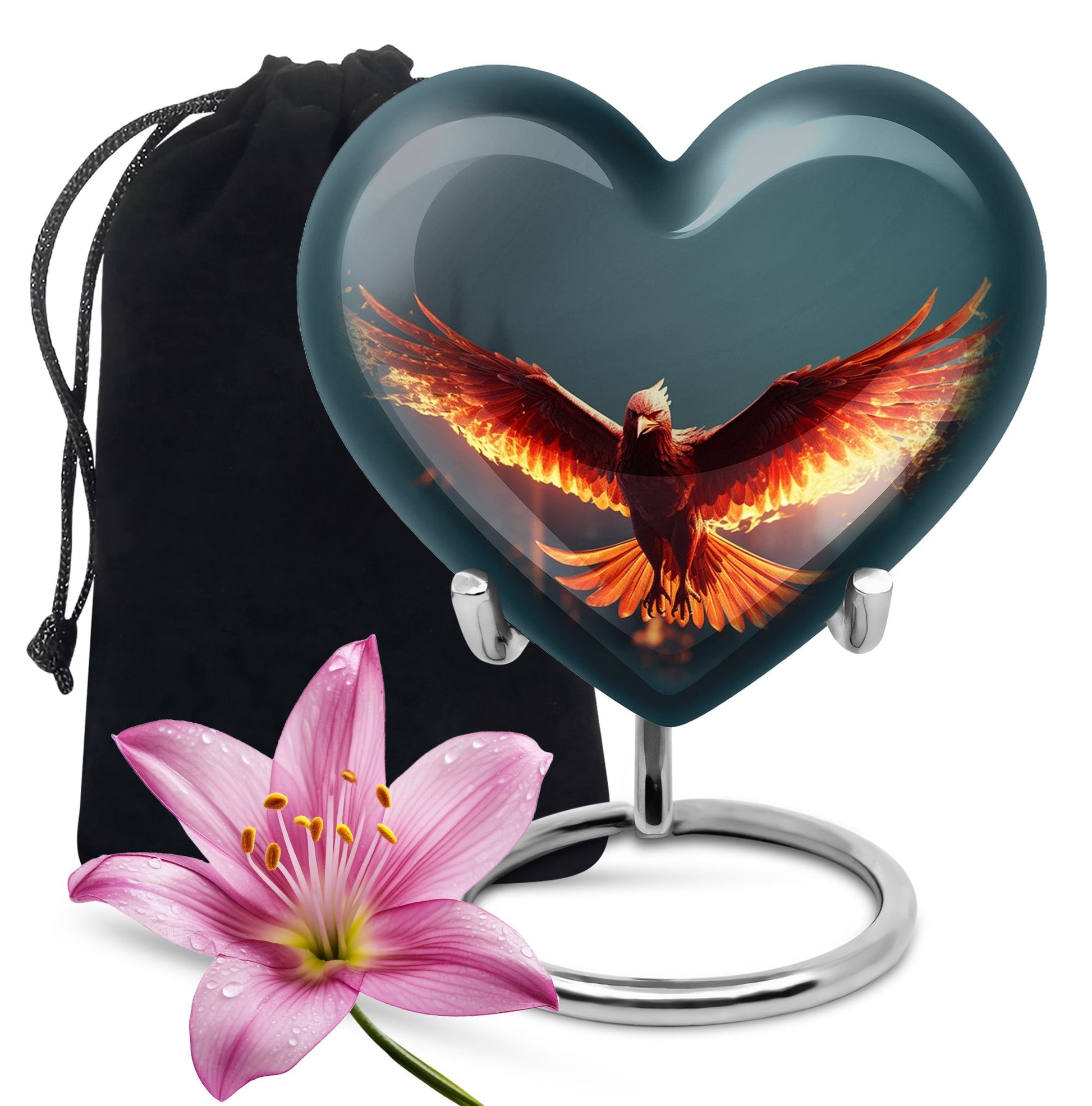 Burning Phoenix Memorial Urn - Unique Fantasy Urn For Male