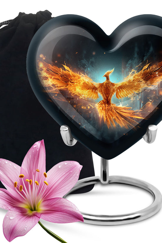 Golden Flame Funeral Urn - Decorative Ashes Urn For Men & Women