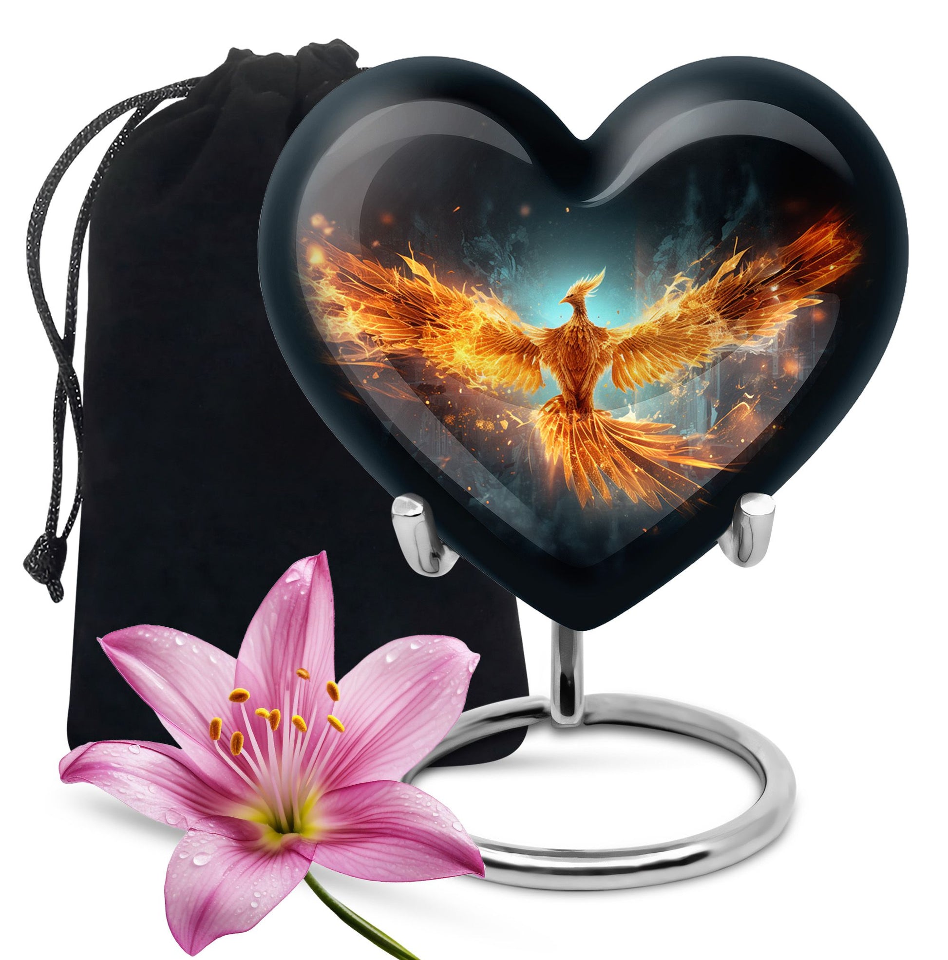 Golden Flame Funeral Urn - Decorative Ashes Urn For Men & Women