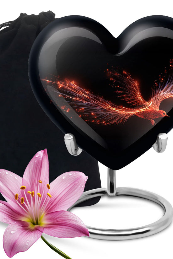 Red Phoenix Ashes Urn - Large Adult Memorial Urn For Loved One