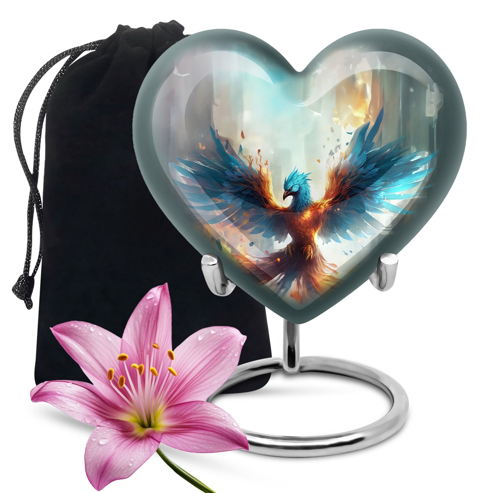 Blue Flame Phoenix Urn - Spiritual Tribute Urn for Men & Women