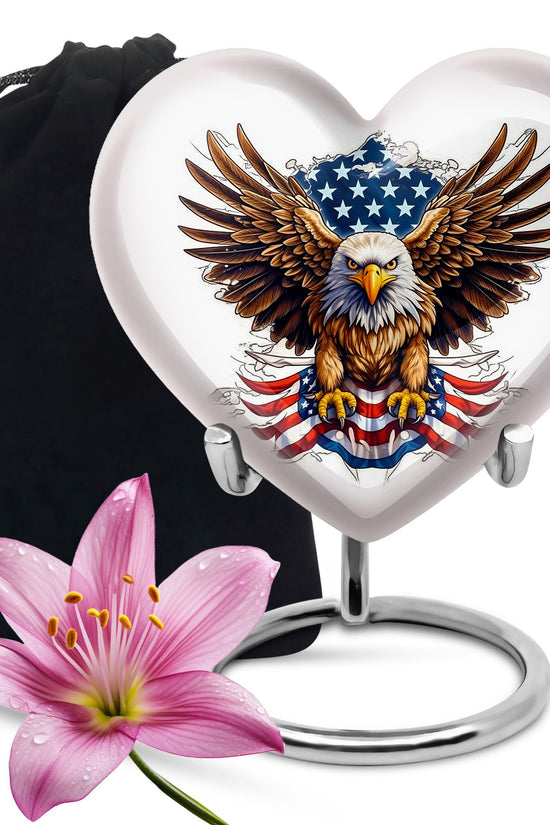 Artistic American Eagle Funeral Urn - White Aluminium Cremation Urn For Ashes