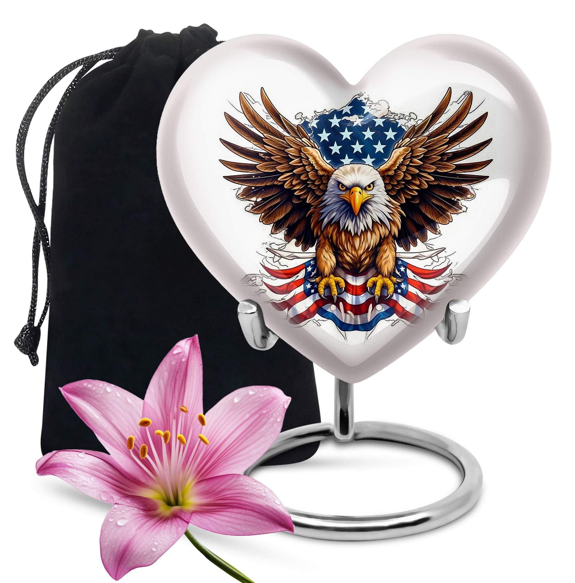 Artistic American Eagle Funeral Urn - White Aluminium Cremation Urn For Ashes