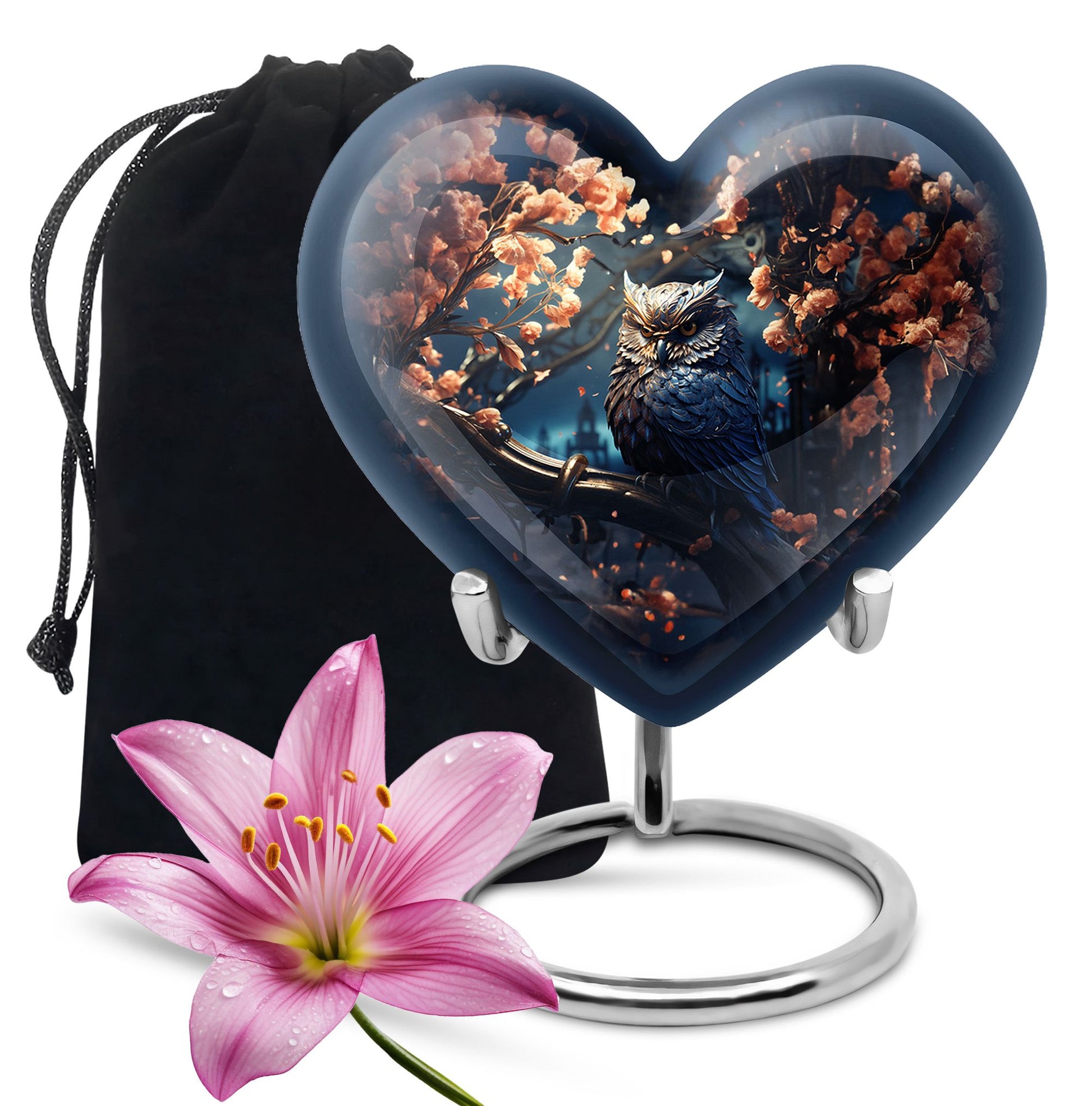 Black Owl Cremation Urn – Elegant Memorial Urn For Human Ashes