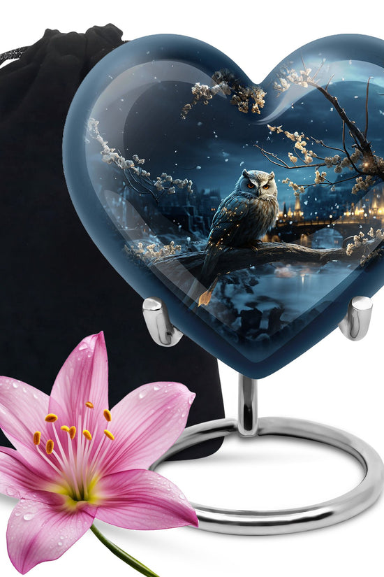 Snow Owl Cremation Urn - Elegant Funeral Urn For Human Ashes