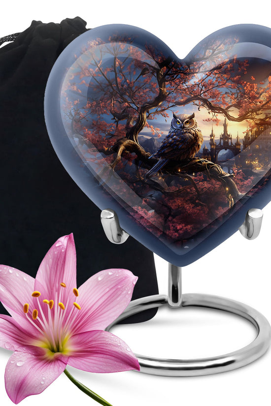 Mystical Owl Memorial Urn - Scenic Cremation Urn For Adults