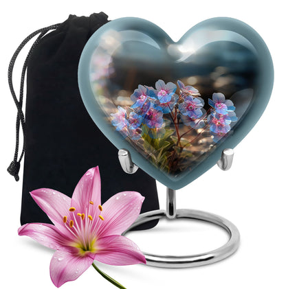 Scorpion Grass Ashes Urn - Elegant Floral Cremation Memorial Urn