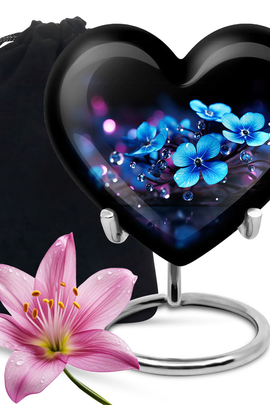 Bule Flower Memorial Urn - Premium Funeral Urn For Human Ashes