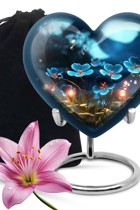 Scorpion Grass Floral Cremation Urn - Elegant Memorial Urn For Women