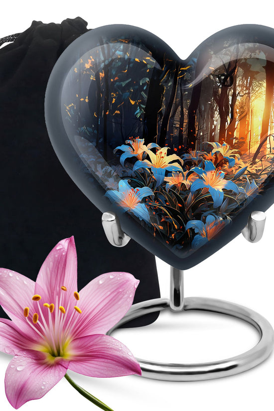 Floral Lily Memorial Urn - Cremation Urn For Human Ashes