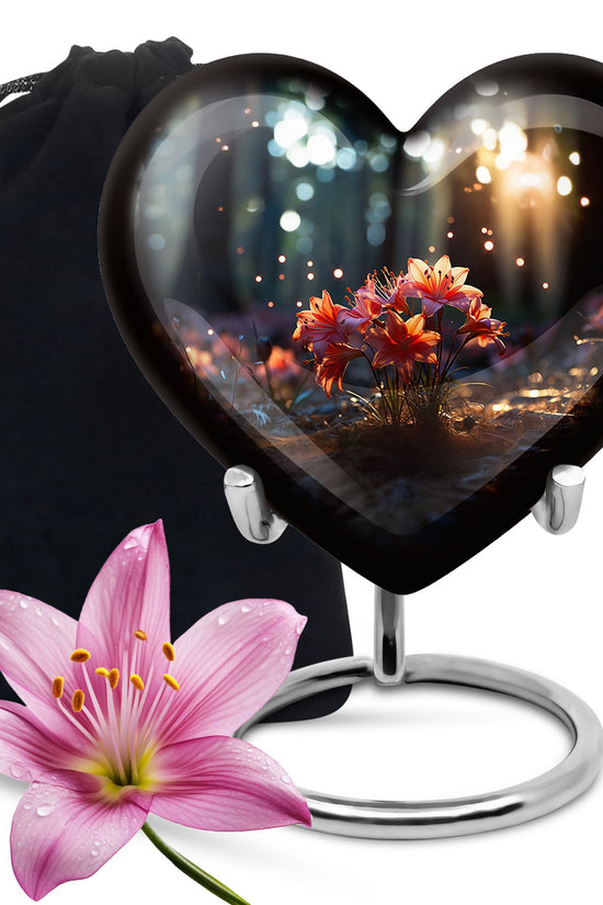 Pretty Lily Cremation Urn - Aluminium Funeral Urn For Loved Ones