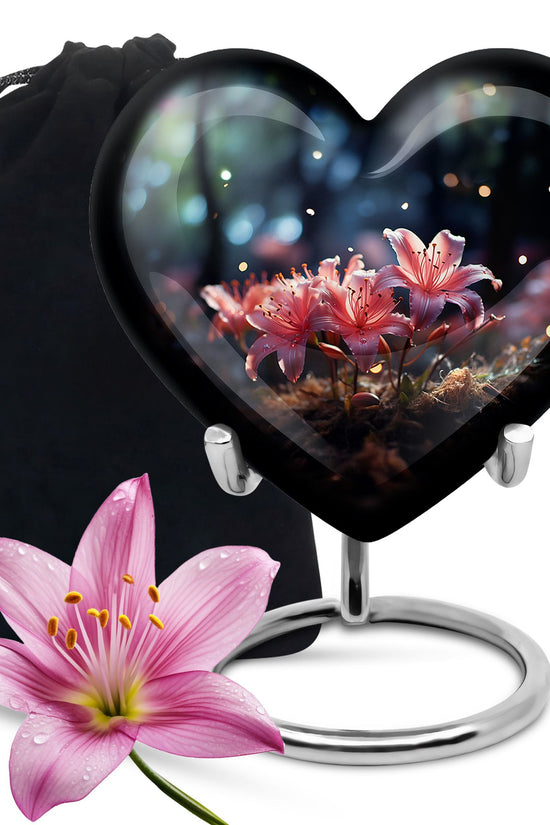 Soft Pink Lily Funeral Urn For Ashes - Decorative Adult Cremation Urn