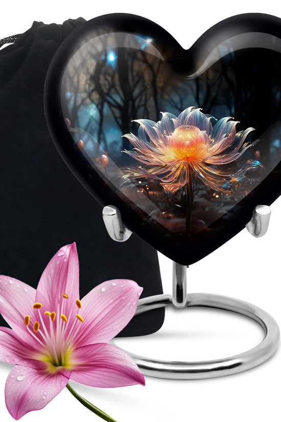 Lily Forest Theme Cremation Urn - Aluminium Funeral Urn For Loved Ones