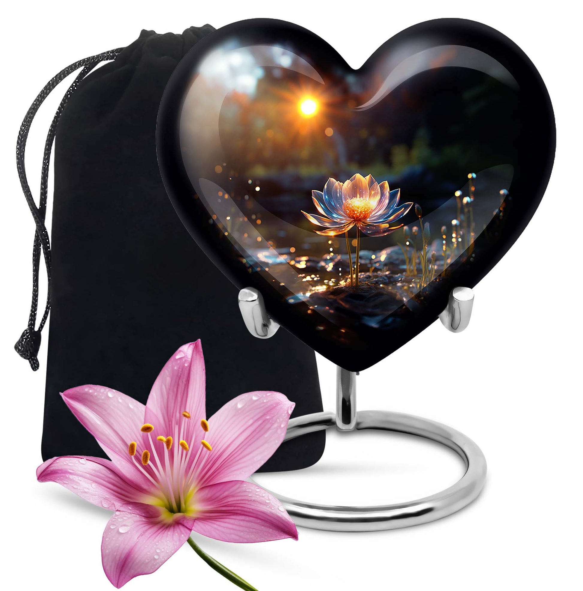 Glowing Lotus Memorial Urn - Large Cremation Urn For Ashes