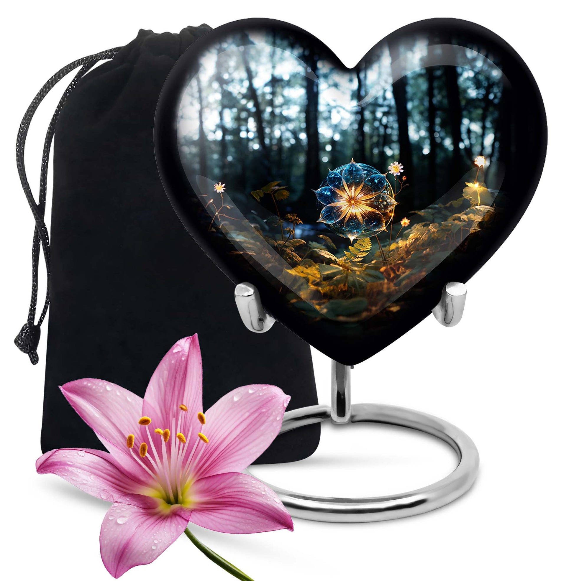 Mystic Forest Flower Cremation Urn - Fantasy Memorial Urn For Human Ashes