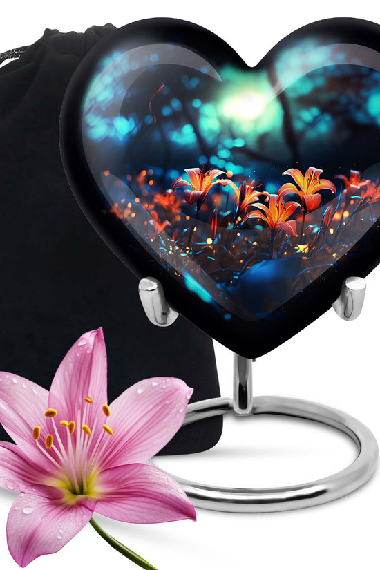 Lily Theme Memorial Urn - Funeral Urn For Male & Female