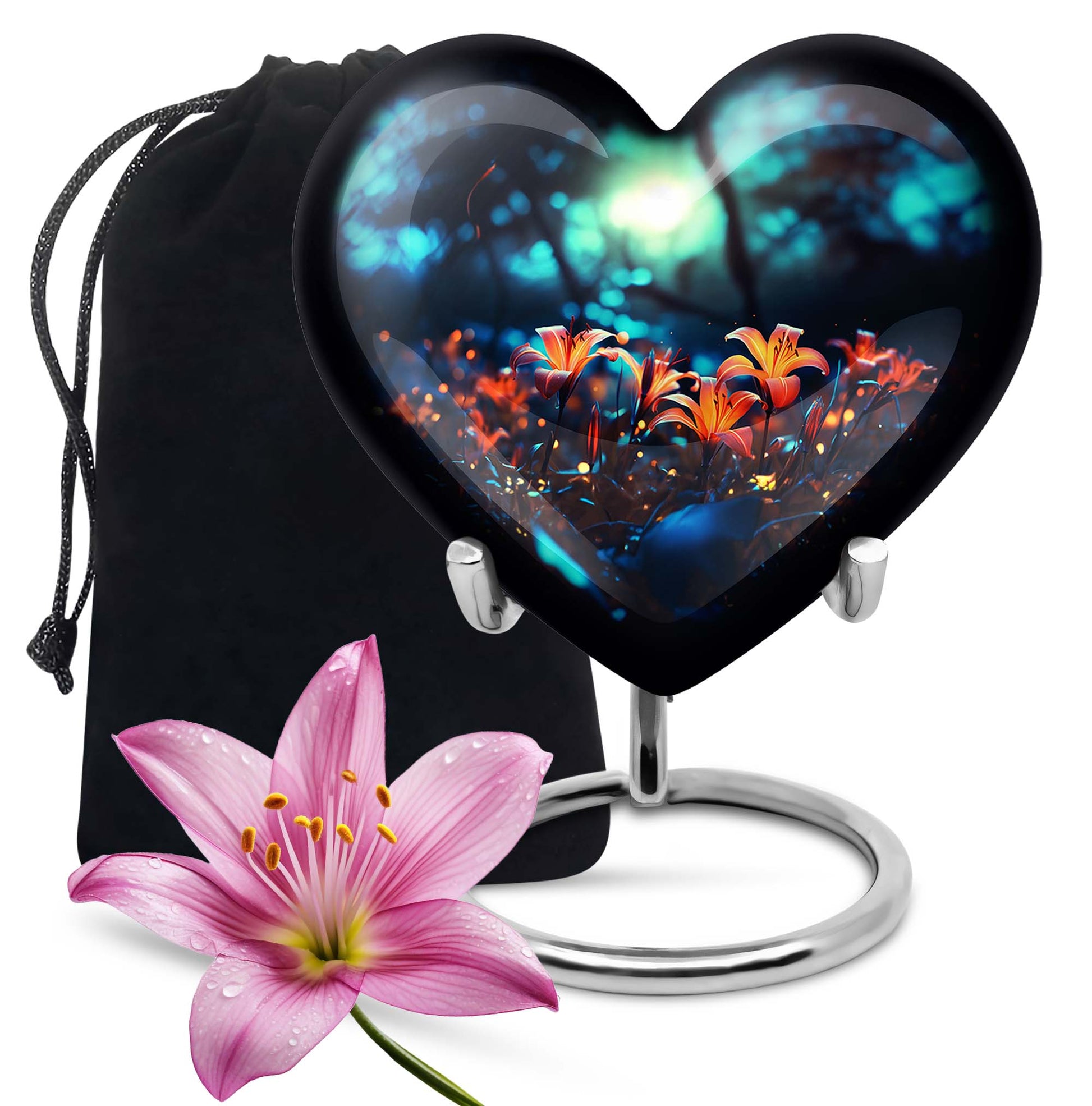 Lily Theme Memorial Urn - Funeral Urn For Male & Female