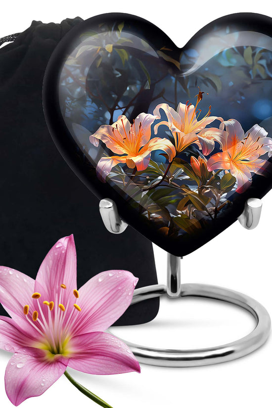 Serene Lily Flower Memorial Urn - Beautiful Cremation Urn For Ashes