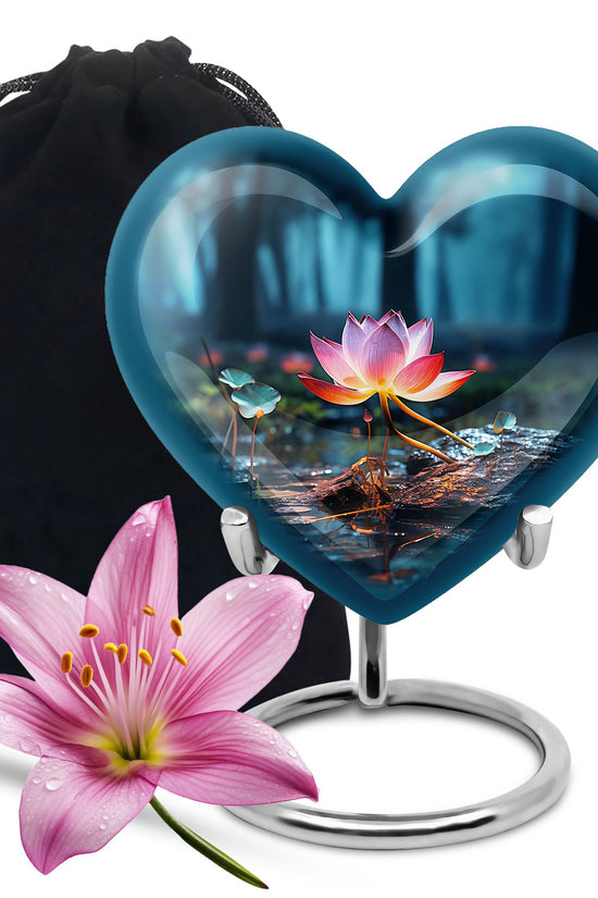 Lotus Flower Theme Cremation Urn - Aluminum Urn For Adult Ashes