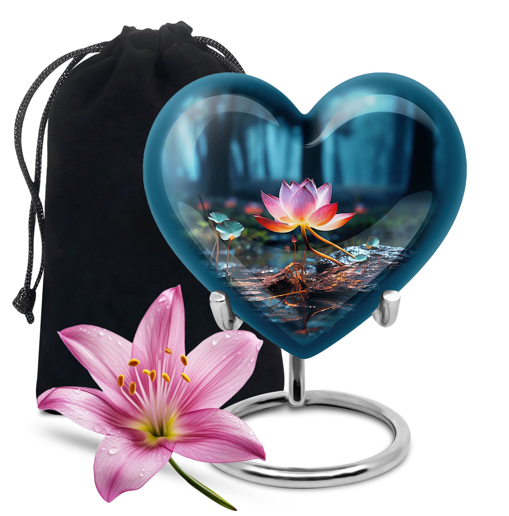 Lotus Flower Theme Cremation Urn - Aluminum Urn For Adult Ashes