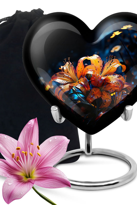 Tiger Lily Cremation Urn - Elegant Floral Memorial Urn For Human Ashes