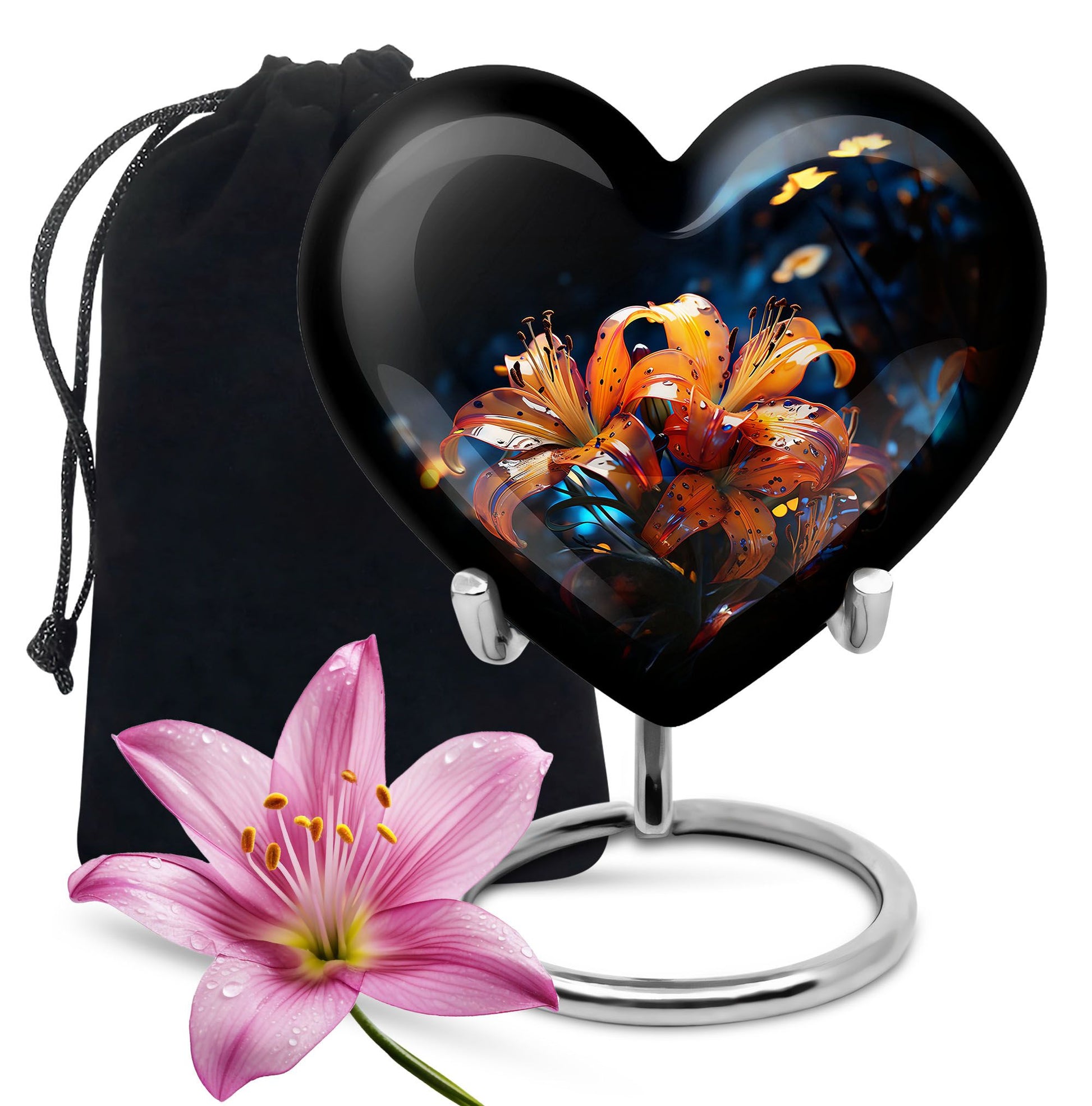 Tiger Lily Cremation Urn - Elegant Floral Memorial Urn For Human Ashes
