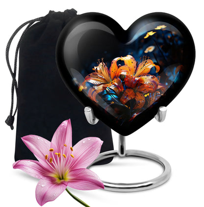 Tiger Lily Cremation Urn - Elegant Floral Memorial Urn For Human Ashes