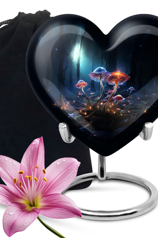 Glowing Mushroom Funeral Urn For Ashes - Aluminium Cremation Urn For Ashes