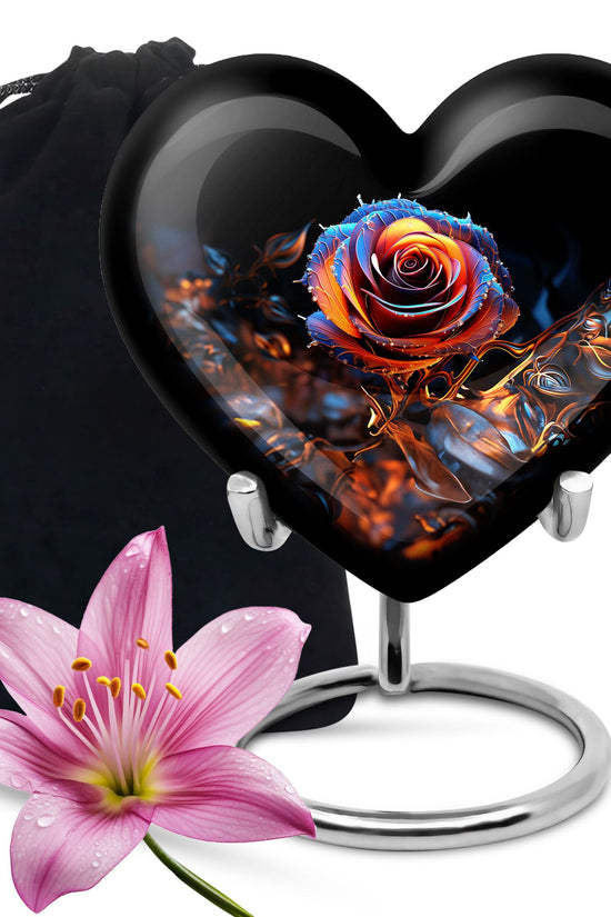 Beautiful Rose Theme Memorial Urn - Aluminum Cremation Urn For Loved Ones