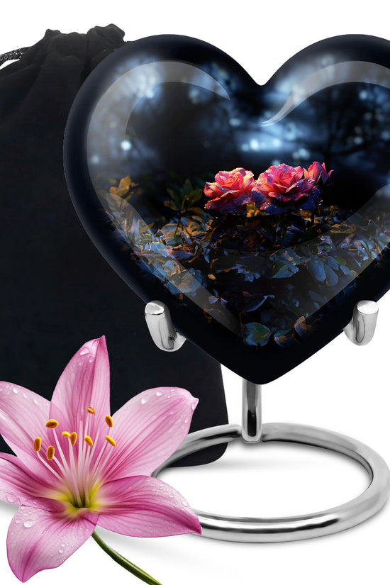 Pink Rose Theme Funeral Urn - Large Memorial Urn For Human Ashes